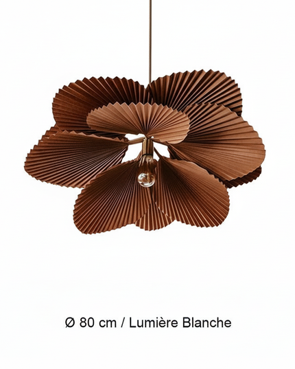 Lustre Ventilateur Papier Floral Fait Main - Ø 80 cm / Lumière Blanche