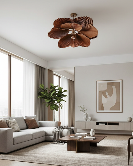 Lustre Ventilateur Papier Floral Fait Main - Ø 80 cm / Lumière naturelle