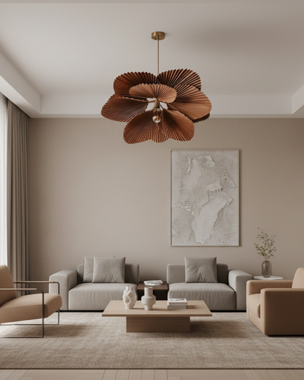 Lustre Ventilateur Papier Floral Fait Main - Vue 4