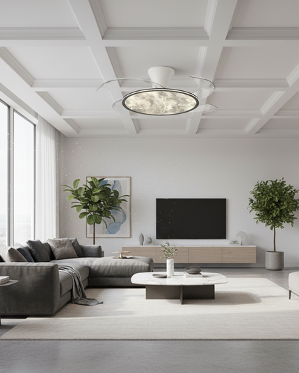 Lustre Ventilateur Plein Spectre Bois Anthracite - A1 - Blanc / variateur à distance