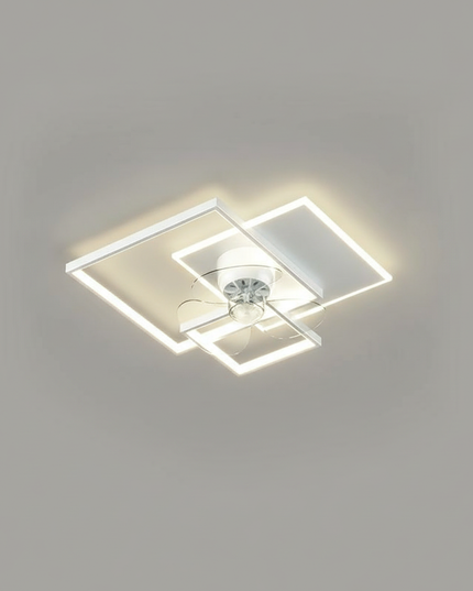 Lustre Ventilateur Rétractable Aluminium LED - Blanc - 10 pétales / variateur à distance