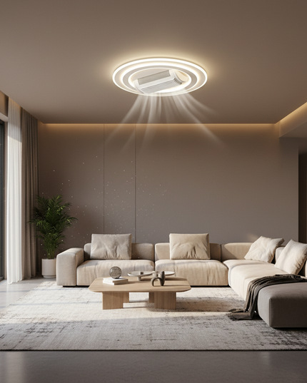Lustre Ventilateur Rétractable Blanc LED Intelligent - Vue 4