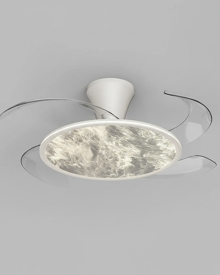 Lustre Ventilateur Rétractable Bois Ultra-fin Chambre - Blanc L 61 x 54 x 17 cm / variateur à distance