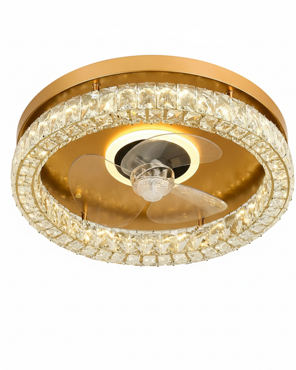 Lustre Ventilateur Rétractable Cristal Chrome LED - Vue 1