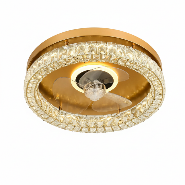 Lustre Ventilateur Rétractable Cristal Chrome LED - Vue 1