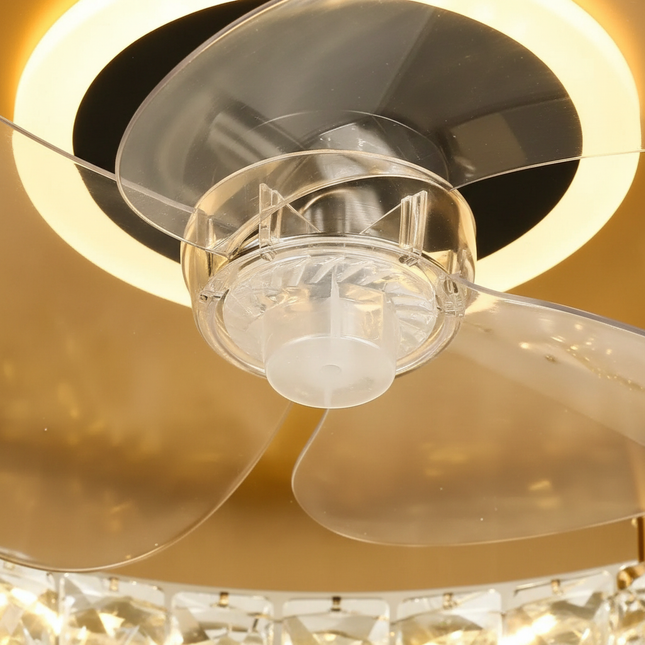 Lustre Ventilateur Rétractable Cristal Chrome LED - Vue 2