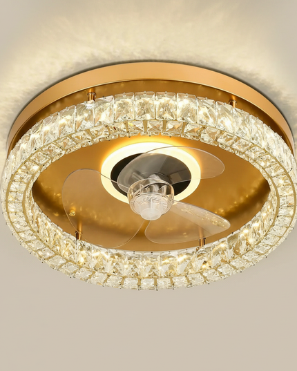 Lustre Ventilateur Rétractable Cristal Chrome LED - Vue 3