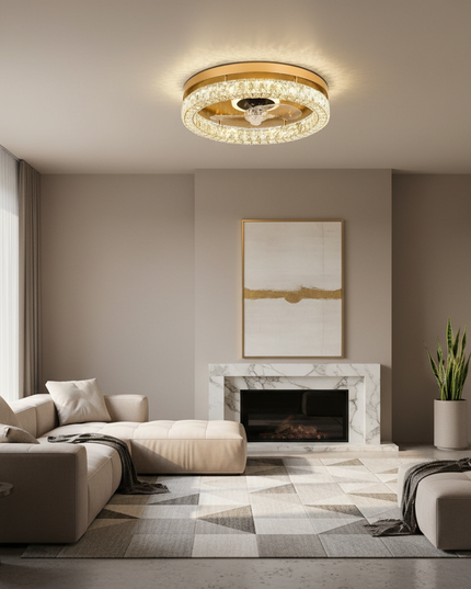 Lustre Ventilateur Rétractable Cristal Chrome LED - Vue 4