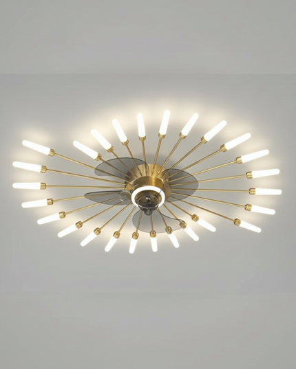 Lustre Ventilateur Rétractable Doré LED Dimmable - Vue 3