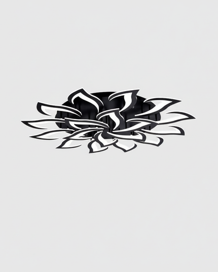 Lustre Ventilateur Rétractable Lotus Blanc - noir 18 pétales / Application avec variateur RC