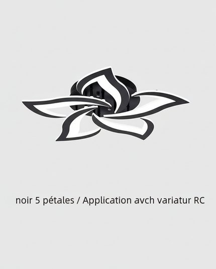 Lustre Ventilateur Rétractable Lotus Blanc - noir 5 pétales / Application avec variateur RC