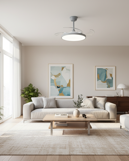 Lustre Ventilateur Rétractable Moderne LED Noir - Blanc 48 cm (42") / 220 V