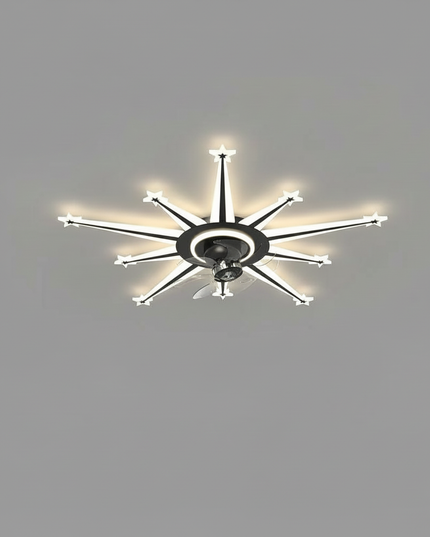 Lustre Ventilateur Rétractable Moderne Noir Dimmable - Vue 1