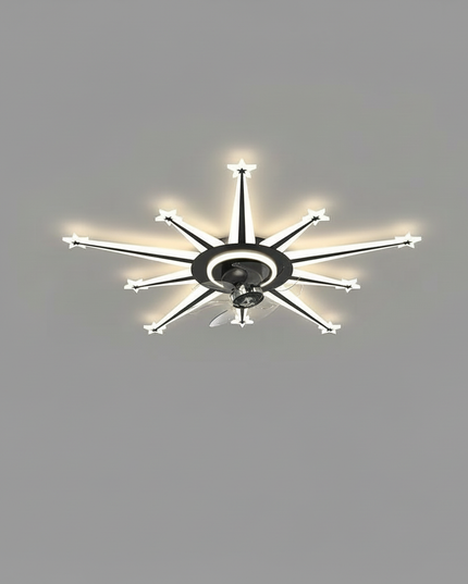 Lustre Ventilateur Rétractable Moderne Noir Dimmable - Vue 3