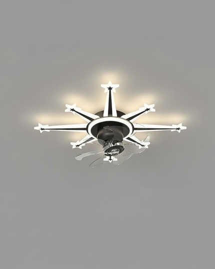 Lustre Ventilateur Rétractable Noir Doré LED - Vue 1