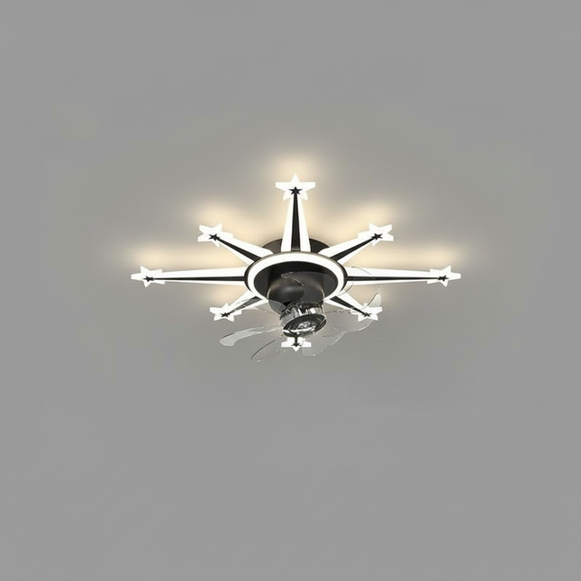 Lustre Ventilateur Rétractable Noir Doré LED - Vue 1