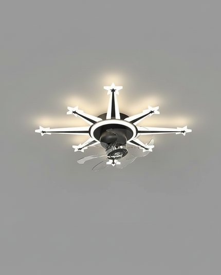 Lustre Ventilateur Rétractable Noir Doré LED - Vue 3