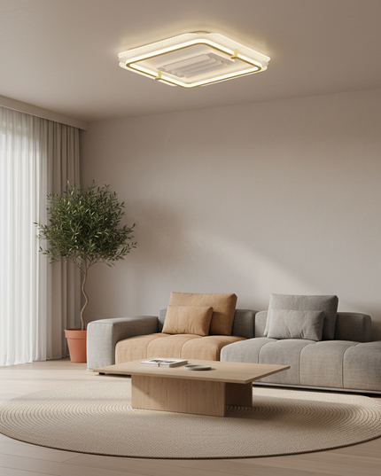 Lustre Ventilateur Rétractable Noir LED Réversible - Vue 4