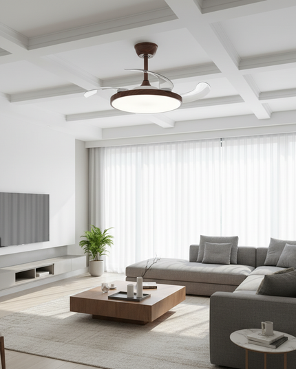 Lustre Ventilateur Rétractable Noir LED Silencieux - 107 cm (42") / 85–265 V