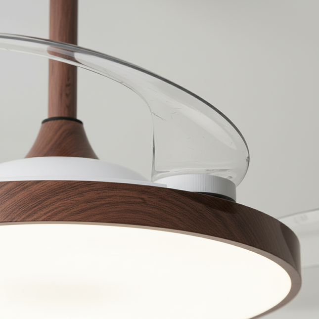 Lustre Ventilateur Rétractable Noir LED Silencieux - Vue 2