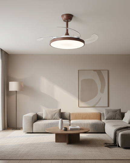 Lustre Ventilateur Rétractable Noir LED Silencieux - Vue 4