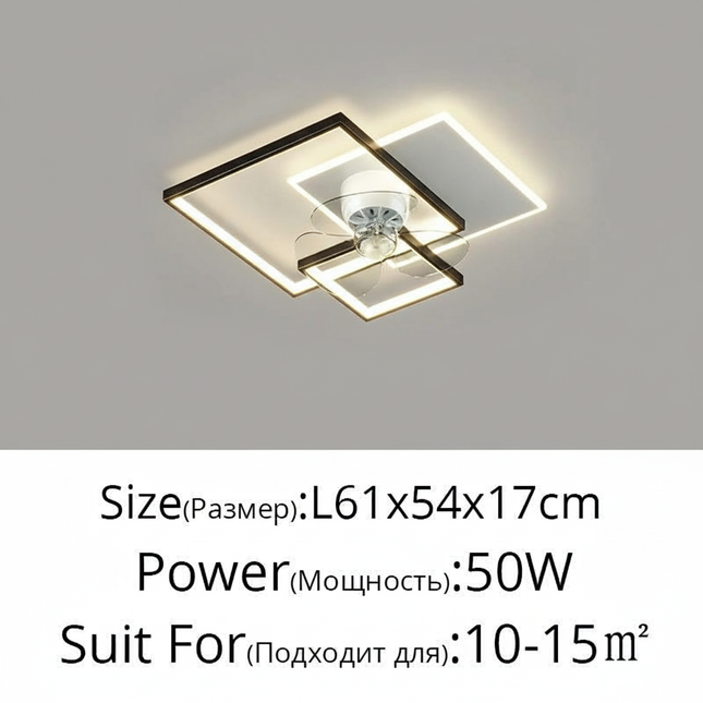 Lustre Ventilateur Rétractable Noir LED - Vue 1