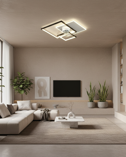 Lustre Ventilateur Rétractable Noir LED - Vue 4