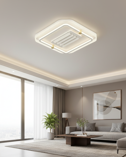 Lustre Ventilateur Rétractable Noir Réversible LED - Blanc-L55-l55-58W / 220 V