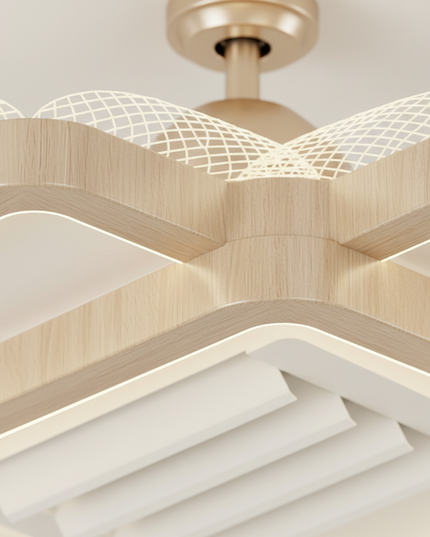 Lustre Ventilateur Rétractable Noir Réversible LED - Vue 2