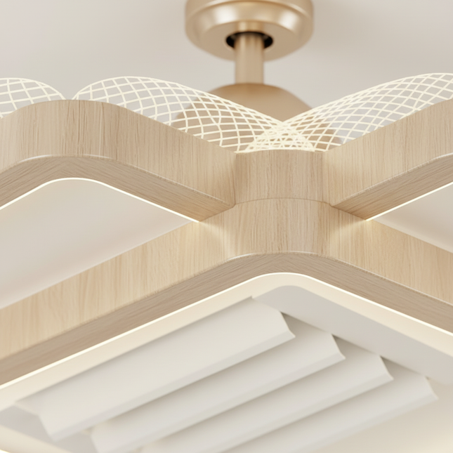 Lustre Ventilateur Rétractable Noir Réversible LED - Vue 2