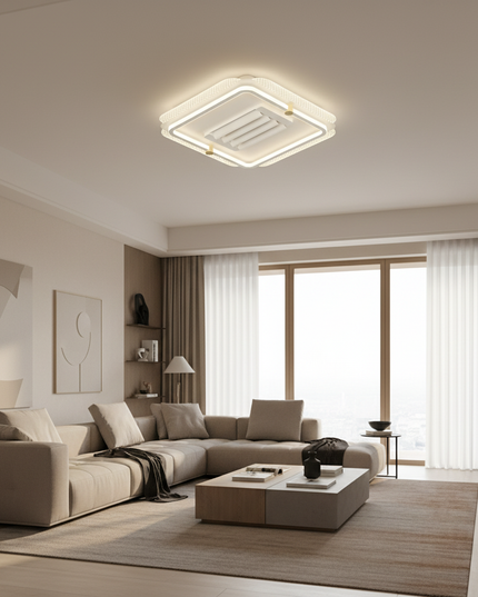 Lustre Ventilateur Rétractable Noir Réversible LED - Vue 4