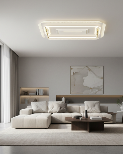 Lustre Ventilateur Rétractable Réversible Noir - Or-L110-W700-112W / 220 V