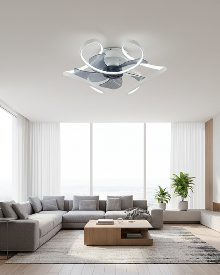 Lustre Ventilateur Rétractable Smart Scandinave - BLANC