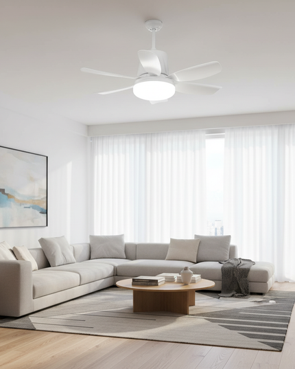 Lustre Ventilateur Rythme Musical RGB E27 - Blanc Ø 55 x 17 cm