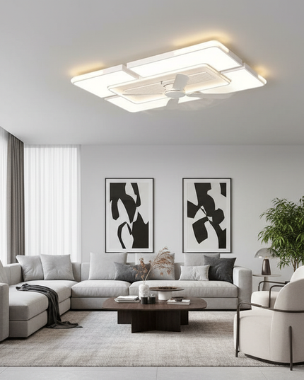 Lustre Ventilateur Sans Pales Acrylique Dimmable - Taille D - Noir / 110 V