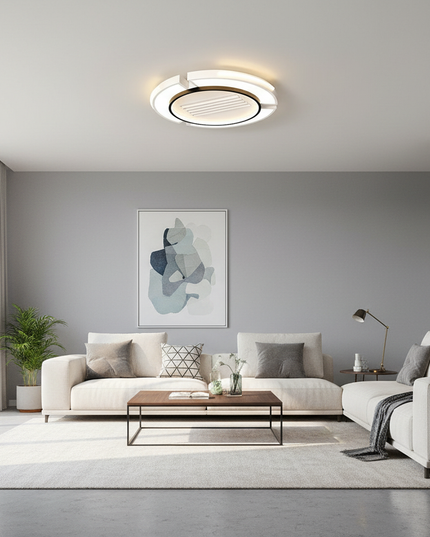 Lustre Ventilateur Sans Pales Blanc Carré LED - Blanc / 220 V