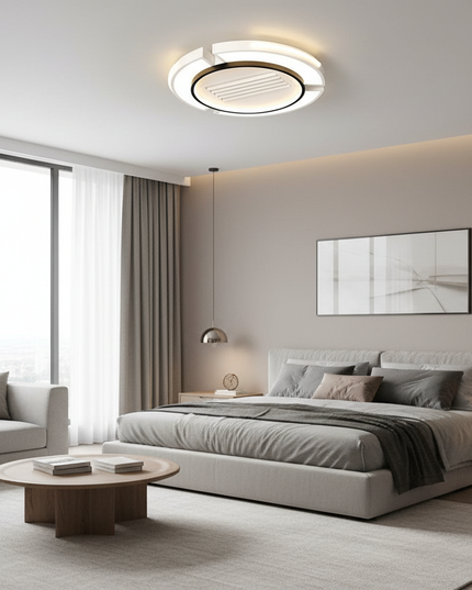 Lustre Ventilateur Sans Pales Blanc Carré LED - BLANC / 85–265 V