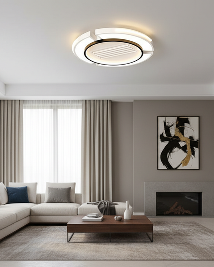 Lustre Ventilateur Sans Pales Blanc Carré LED - Noir / 110 V