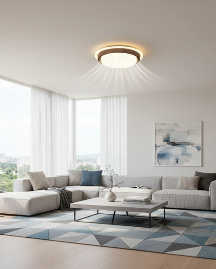 Lustre Ventilateur Sans Pales Blanc LED Moderne - 50 cm - Rond / 220 V CA