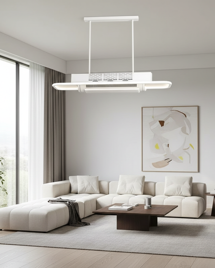 Lustre Ventilateur Sans Pales Blanc Télécommande - Boule de verre / 2×30 W