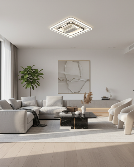 Lustre Ventilateur Sans Pales Blanc Télécommande - Cœur Petit Lapin / variateur RC 220 V