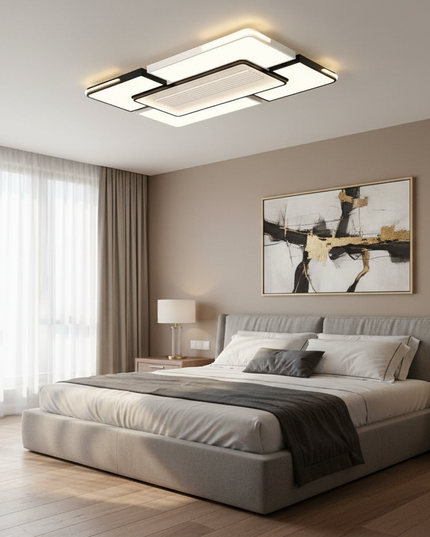 Lustre Ventilateur Sans Pales Carré LED Dimmable - BLANC / 220 V