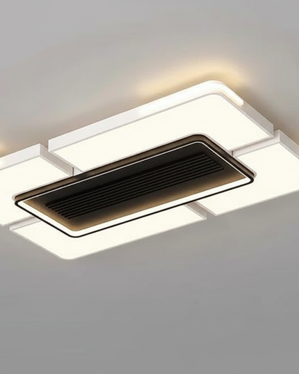 Lustre Ventilateur Sans Pales Carré LED Dimmable - Noir / 110 V