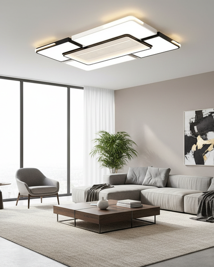 Lustre Ventilateur Sans Pales Carré LED Dimmable - Noir L 55 x 55 cm (58W) / 85–265 V