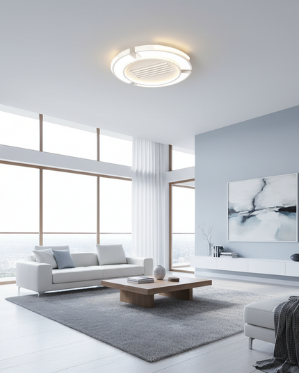 Lustre Ventilateur Sans Pales Carré LED - Taille D - Blanc / 110 V