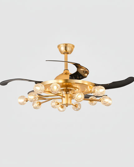 Lustre Ventilateur Sans Pales Cristal Enfant - 18 têtes - Noir / radio