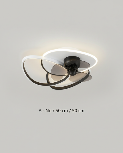Lustre Ventilateur Sans Pales LED Dimmable Moderne - A - Noir 50 cm / 50 cm