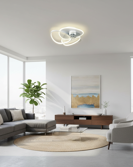 Lustre Ventilateur Sans Pales LED Dimmable Moderne - A - Noir 50 cm / 50 cm