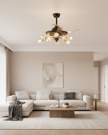 Lustre Ventilateur Sans Pales Moderne Enfants Télécommande - 12 têtes noires / 220 V