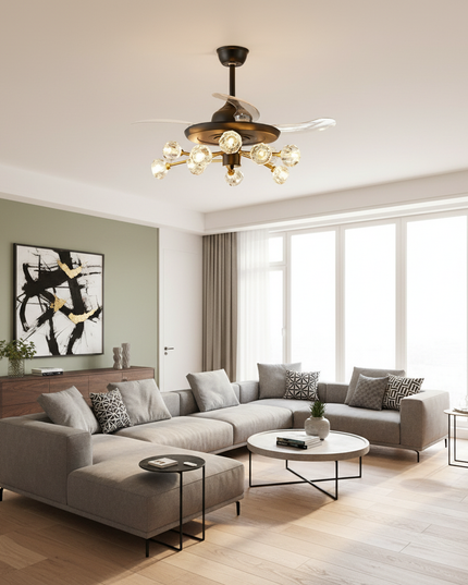 Lustre Ventilateur Sans Pales Moderne Enfants Télécommande - 12 têtes noires / Télécommande